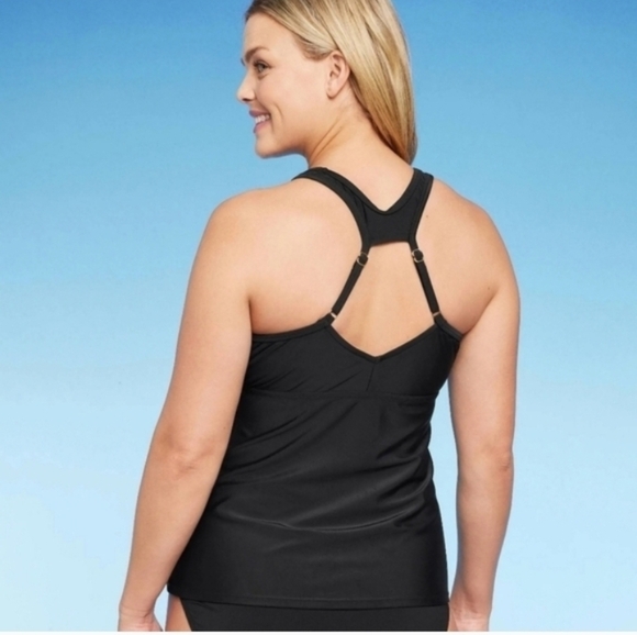 Kona Sol Shirred Front High Neck Tankini Top Swimsuit Top Women's - Picture 2 of 6